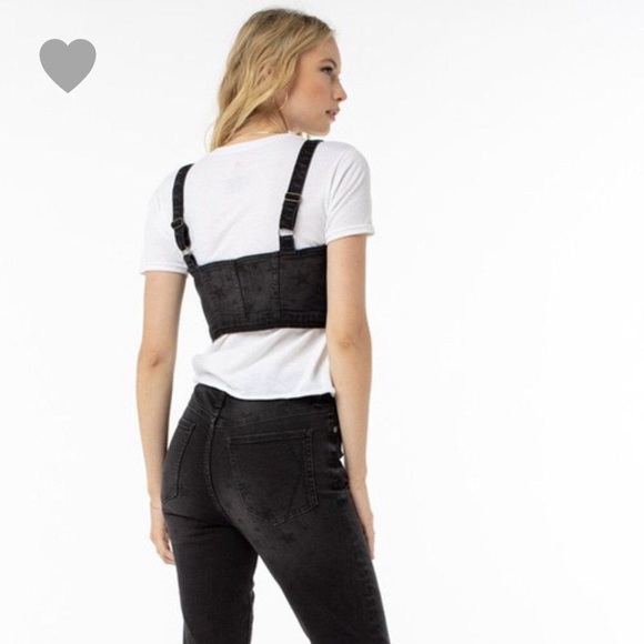 Kendall + Kylie Black Stars Denim Crop Top - Picture 3 of 6